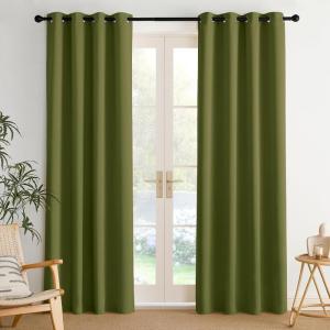 imageNICETOWN Navy Blue Blackout Panels 63 Inches Long  Grommet Thermal Insulated Shades for Living Room Yard Kids Room Laundry Pantry  1 Pair W52 x L63Olive Green