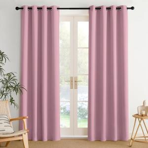 imageNICETOWN Navy Blue Blackout Panels 63 Inches Long  Grommet Thermal Insulated Shades for Living Room Yard Kids Room Laundry Pantry  1 Pair W52 x L63Rouge Pink