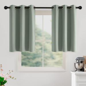 imageNICETOWN Navy Blue Blackout Panels 63 Inches Long  Grommet Thermal Insulated Shades for Living Room Yard Kids Room Laundry Pantry  1 Pair W52 x L63Sage Green