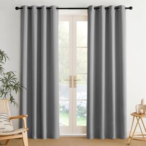 imageNICETOWN Navy Blue Blackout Panels 63 Inches Long  Grommet Thermal Insulated Shades for Living Room Yard Kids Room Laundry Pantry  1 Pair W52 x L63Silver Grey