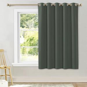 imageNICETOWN Room Darkening Curtains for Bedroom Dark Mallard Thermal Insulated Drapes 63 inches Long for Small Shack Window 1 Panel 70quot Wide per Panel