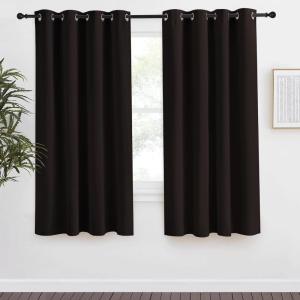 imageNICETOWN Toffee Brown Blackout Curtain 57 inch Long 55 inches Width 1 Panel Thermal Insulated Window Treatment with Grommet Room Darkening Thermal Insulated Panel for BedroomLiving Room