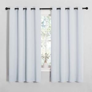 imageNICETOWN Blackout Curtain Panels for Bedroom 2 Panels W52 x L60inch Greyish White Thermal Insulated Grommet Top Blackout Draperies and Drapes for Basement