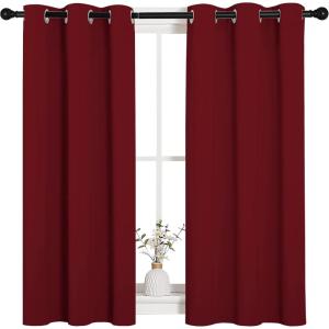 imageNICETOWN Christmas Window Curtains Blackout Drapes Thermal Insulated Home Decorative Blackout CurtainsDraperies for Laundry Room One Pair 34 by 45inch Burgundy Red