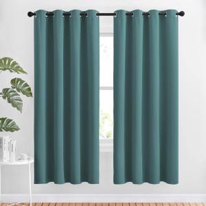 imageNICETOWN Insulated Curtains Blackout Draperies  Triple Weave Microfiber Home Thermal Insulated Solid Ring Top Blackout CurtainsPanels for BedroomSea Teal Set of 2 52 x 72 Inch