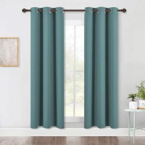imageNICETOWN Modern Blackout Curtains Noise Reducing Thermal Insulated and Privacy Room Darkening Drape Panels for Boys Guest Room Door Window Greyish Blue 2 Panels W42 x L72 Inch