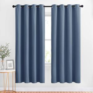 imageNICETOWN Room Darkening Curtains ampamp Drapes  Window Treatment Thermal Insulated Solid Grommet Light Block Panels for BedroomLiving Room Stone Blue Set of 2 52 by 72 Inch