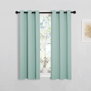 imageNICETOWN Thermal Insulated Curtains Blackout Draperies Window Treatment Solid Grommet Room Darkening Drape Panels for Bedroom Aqua Blue Set of 2 29 by 45 inches Long