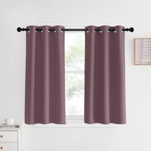 imageNICETOWN Room Darkening Short Curtain Panels for Cafe Dry Rose 2 Panels W34 x L40 inch Thermal Insulated Grommet Room Darkening DraperiesDrapes for Window
