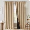 imageNICETOWN 100 Blackout Doorway 80 inch Curtains Rod Pocket Room Darkening Privacy Window Treatment for BedroomLiving Room Grey W52 x L80 2 PanelsBiscotti Beige
