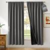 imageNICETOWN 100 Blackout Doorway 80 inch Curtains Rod Pocket Room Darkening Privacy Window Treatment for BedroomLiving Room Grey W52 x L80 2 PanelsGrey