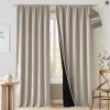 imageNICETOWN 100 Blackout Doorway 80 inch Curtains Rod Pocket Room Darkening Privacy Window Treatment for BedroomLiving Room Grey W52 x L80 2 PanelsNatural