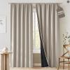 imageNICETOWN 100 Blackout Doorway 80 inch Curtains Rod Pocket Room Darkening Privacy Window Treatment for BedroomLiving Room Grey W52 x L80 2 PanelsNatural