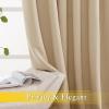 imageNICETOWN Blackout Living Room Curtain 118 inch Length Grommet Thermal Curtain Sound Blocking Room Divider for Sliding Glass Door Biscotti Beige W80 x L118 1 Panel