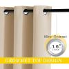 imageNICETOWN Blackout Living Room Curtain 118 inch Length Grommet Thermal Curtain Sound Blocking Room Divider for Sliding Glass Door Biscotti Beige W80 x L118 1 Panel