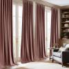 imageNICETOWN Fall Bronze Blackout 108 inch Length Velvet Curtains Pair Room Darkening Energy Saving Floor to Ceiling Drapes for Living Room and Bedroom 52 W x 108 L inch Support Shower Hooks 2 PanelsDusty Rose Pink