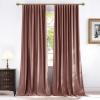 imageNICETOWN Fall Bronze Blackout 108 inch Length Velvet Curtains Pair Room Darkening Energy Saving Floor to Ceiling Drapes for Living Room and Bedroom 52 W x 108 L inch Support Shower Hooks 2 PanelsDusty Rose Pink