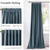 imageNICETOWN Fall Bronze Blackout 108 inch Length Velvet Curtains Pair Room Darkening Energy Saving Floor to Ceiling Drapes for Living Room and Bedroom 52 W x 108 L inch Support Shower Hooks 2 PanelsSlate Blue