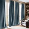 imageNICETOWN Fall Bronze Blackout 108 inch Length Velvet Curtains Pair Room Darkening Energy Saving Floor to Ceiling Drapes for Living Room and Bedroom 52 W x 108 L inch Support Shower Hooks 2 PanelsSlate Blue