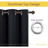 imageNICETOWN Halloween Bathroom Blackout Curtains and Drapes Black Solid Thermal Insulated Grommet Blackout Drapery Panels for Window 2 Panels 70 inches Wide by 54 inches Long Black