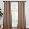 imageNICETOWN Light Reducing Grommet Curtains  Tripe Woven Textured Soft Curtain Panels for Living Room Window Treatment Drapes 2 Panels W42 x L90 Cappuccino
