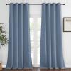 imageNICETOWN Bedroom Curtain Room Darkening Drapery 102 inches Length  Home Fashion Thermal Insulated Grommet Room Darkening Curtain for Living Room Stone Blue 1 Panel 52 x 102 inches