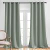 imageNICETOWN Bedroom Curtains 95 inches Long  Grommet Top Thermal Insulated Solid Energy Saving Sound Reducing Drapes for Living Room Sage Green 2 Panels W52 x L95