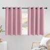 imageNICETOWN Crystal Pink Short Curtains for Girls Room Grommet Kitchen Window Curtains Thermal Short Drapes Room Darkening for Cafe 2 Panels W52 x L36