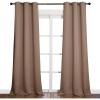 imageNICETOWN Light Reducing Grommet Curtains  Tripe Woven Textured Soft Curtain Panels for Living Room Window Treatment Drapes 2 Panels W42 x L90 Cappuccino