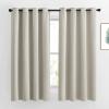 imageNICETOWN Natural Blackout Curtains 63 inch Long  Grommet Window Treatment Thermal Insulated Solid Room Darkening Sound Dampening Drapes for Living Room 2 Panels W52 x L63