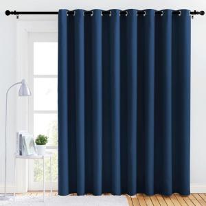 imageNICETOWN Bedroom Blackout Curtain Panel  120 inches by 102 inch Moroccan Blue 1 PC Energy Saving Thermal Insulated Grommet Blackout Drapery for Patio Room Divider Curtain