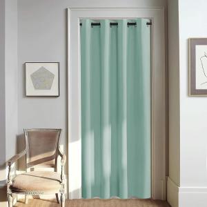 imageNICETOWN Door Curtain for Closet Doors 80 Inches Long 1 Panel Blackout Doorway Curtain for Open Closet Bedroom Room Divider Living Room for Privacy Aqua Blue 1 Panel 46W x 80L