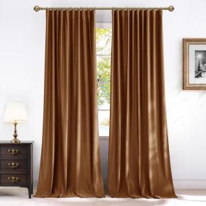 imageNICETOWN Fall Bronze Blackout 108 inch Length Velvet Curtains Pair Room Darkening Energy Saving Floor to Ceiling Drapes for Living Room and Bedroom 52 W x 108 L inch Support Shower Hooks 2 PanelsBronze