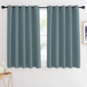 imageNICETOWN Greyish Blue Blackout Curtain for Bedroom Window Treatment Thermal Insulated Grommet Solid Drapes Sound Reducing for Home OfficeBasement 1 Panel W66 x L54