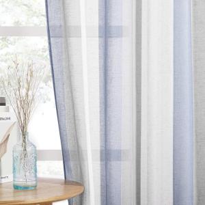 imageNICETOWN Light Filtering BohoChic Curtains ampamp Drapes Linen Blend Rod Pocket Casual ampamp Rustic Privacy Semi Sheer Bohemian Medallion Pattern for BedroomLiving Room W52 x L84 Taupe 1 PairWhite  Blue