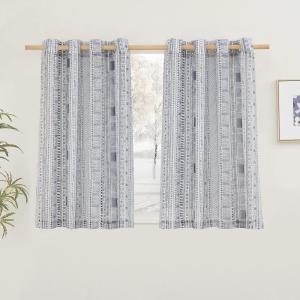 imageNICETOWN Light Filtering BohoChic Curtains ampamp Drapes Linen Blend Rod Pocket Casual ampamp Rustic Privacy Semi Sheer Bohemian Medallion Pattern for BedroomLiving Room W52 x L84 Taupe 1 PairNavy Blue