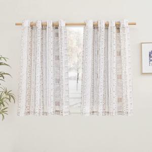 imageNICETOWN Light Filtering BohoChic Curtains ampamp Drapes Linen Blend Rod Pocket Casual ampamp Rustic Privacy Semi Sheer Bohemian Medallion Pattern for BedroomLiving Room W52 x L84 Taupe 1 PairTaupe