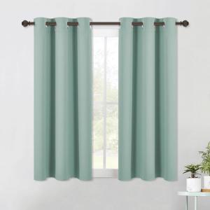 imageNICETOWN Modern Blackout Curtains Noise Reducing Seafoam 2 Panels W42 x L54 Thermal Insulated and Privacy Room Darkening Drape Panels for Boys Guest Room Door Small Short Window
