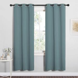 imageNICETOWN Modern Blackout Curtains Noise Reducing for Bedroom Thermal Insulated and Privacy Room Darkening Drape Panels for Boys Guest Room Door Window Greyish Blue 2 Panels W34 x L72 Inch