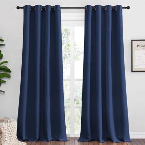 imageNICETOWN Navy Blackout Curtains 108quot Long for Living Room 55quot W Set of 2 Thermal Insulated Window Treatment Light Reducing Room Darkening Drapes for Boys Kids Bedroom Classroom Apartment
