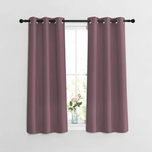 imageNICETOWN Room Darkening Small Curtains 50 inches Length  Window Treatment Thermal Insulated Grommet Light Blocking Short Curtains ampamp Drapes for BedroomCafe Dry Rose 2 Panels W34 x L50