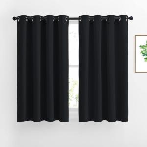 imageNICETOWN Window Curtains Blackout Drapes  Black Energy Saving Blackout Draperies for BedroomLiving Room 2 Panels 52 inches Wide by 45 inches Long