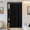 imageNICETOWN Doorway Curtain ampamp Track Set Blackout French Door Curtain with Smooth Track for ClosetBay Thermal Insulated Temporary Door for Living RoomBedrrom Privacy W 34 x L 80 in Black 1 PanelBlack