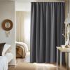 imageNICETOWN Doorway Curtain ampamp Track Set Blackout French Door Curtain with Smooth Track for ClosetBay Thermal Insulated Temporary Door for Living RoomBedrrom Privacy W 34 x L 80 in Black 1 PanelDove Gray