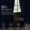 imageNICETOWN Velvet Stone Blue Blackout Curtains 96 inches Long Rod Pocket ampamp Back Tab Thermal Drapes Luxury Room Darkening Window Treatments for Bedroom W52 x L96 2 PanelsNavy Blue
