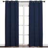 imageNICETOWN Window Treatment Energy Saving Thermal Insulated Solid Grommet Blackout CurtainsDrapes for Living Room Navy 1 Pair 42 by 84Inch