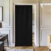 imageNICETOWN Doorway Curtain ampamp Track Set Blackout French Door Curtain with Smooth Track for ClosetBay Thermal Insulated Temporary Door for Living RoomBedrrom Privacy W 34 x L 80 in Black 1 PanelBlack