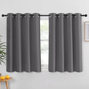 imageNICETOWN Blackout Curtain Panel for Bedroom  Window Treatment Thermal Insulated Solid Grommet Blackout Drape for Living Room 1 Panel 52 by 45 inches Grey