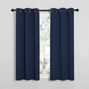 imageNICETOWN Blackout Curtain Panels Window Treatment Energy Saving Thermal Insulated Solid Grommet Blackout DrapesDraperies Navy 1 Pair 34 by 54inch