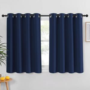 imageNICETOWN Blackout Curtain and Drape for Kitchen  Thermal Insulated Solid Grommet Top Blackout PanelDrapery for Kids Room Navy 1 Panel 52 x 54 inches